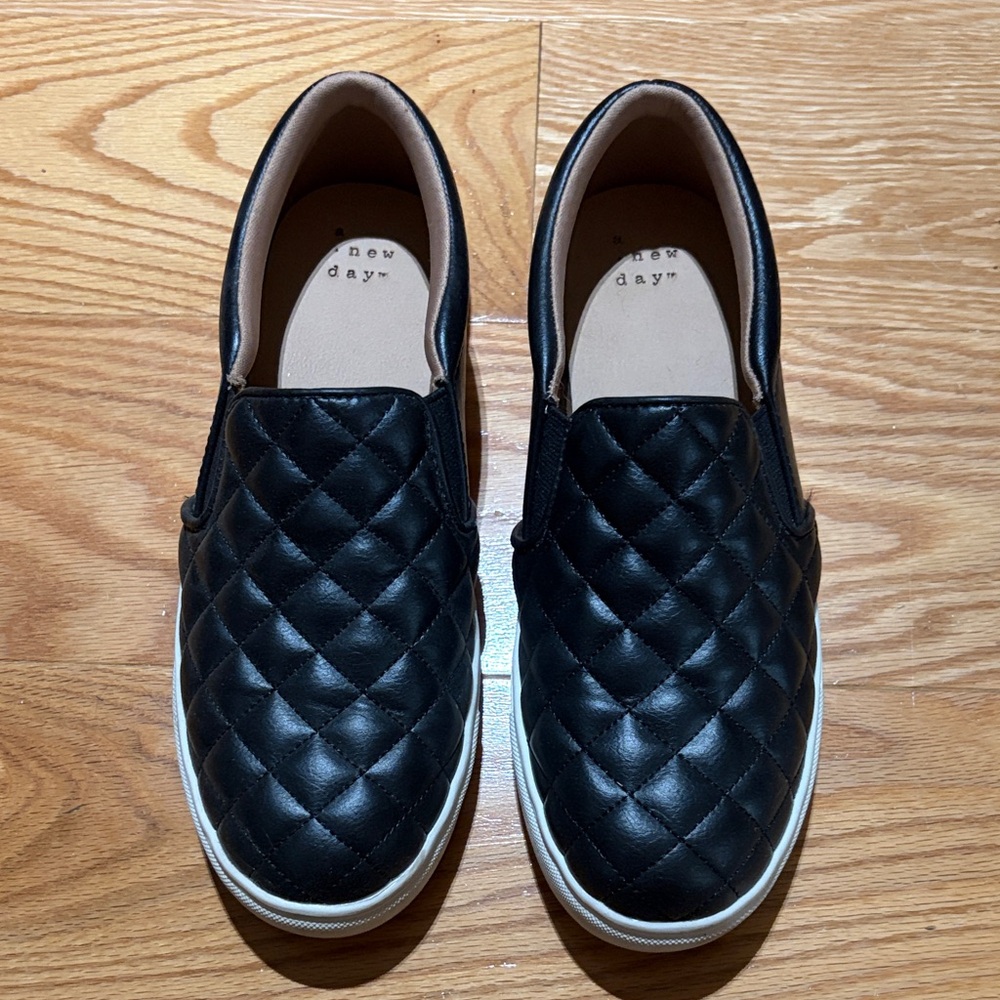 A New Day Quilted Black Slip-On Loafers